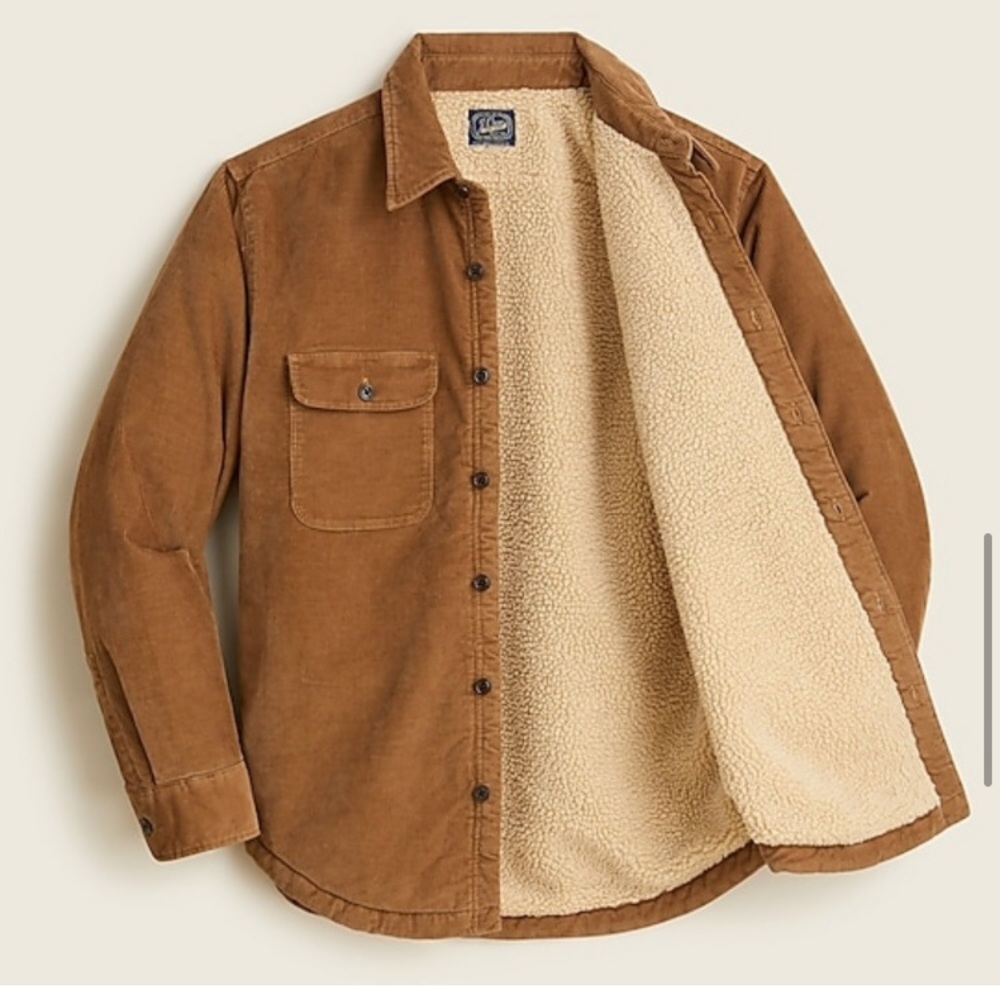 J Crew Sherpa Lined Corduroy Workshirt Shirt Jacket